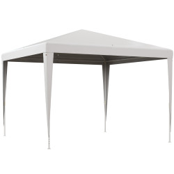 Tenda de jardim desmontável tenda para exteriores com 4 orifícios de drenagem e tubo de aço 293x293x252 cm branco