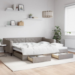 Sofá-cama c/ gavetão/gavetas 100x200cm tecido cinza-acastanhado