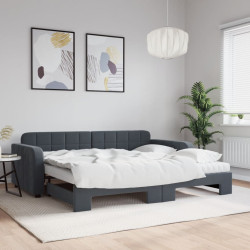 Sofá-cama c/ gavetão e colchões 90x190cm veludo cinzento-escuro