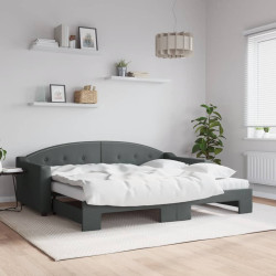 Sofá-cama c/ gavetão e colchões 90x200cm tecido cinzento-escuro