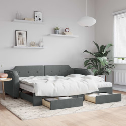 Sofá-cama c/ gavetão e gavetas 80x200 cm tecido cinzento-escuro