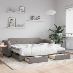 Sofá-cama c/ gavetão/gavetas 80x200 cm tecido cinza-acastanhado