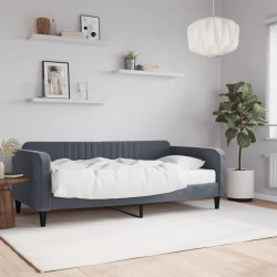 Sofá-cama com colchão 90x190 cm veludo cinzento-escuro