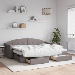 Sofá-cama c/ gavetão/gavetas 80x200 cm tecido cinza-acastanhado