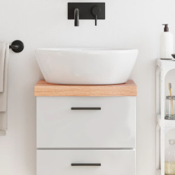 Bancada p/ wc 40x30x(2-6) cm madeira maciça tratada castanho