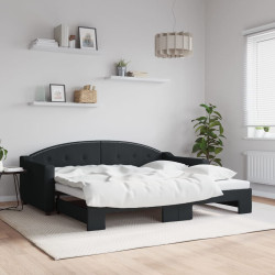 Sofá-cama com gavetão 90x190 cm tecido preto