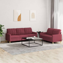 2 Pcs conjunto de sofás com almofadões tecido vermelho tinto