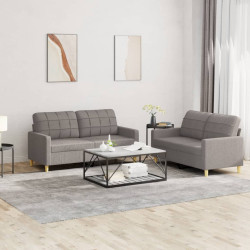 2 Pcs conjunto de sofás com almofadões tecido cinza-acastanhado
