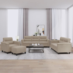 4 Pcs conjunto sofás c/ almofadões microfibra cinza-acastanhado