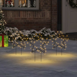 Decoração estrela de natal c/ luz e estacas 3 pcs 50 leds 29 cm