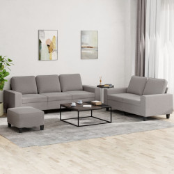 3 Pcs conjunto de sofás tecido cinzento-acastanhado