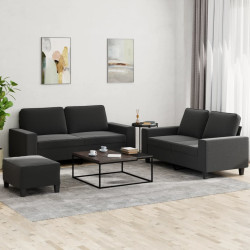 3 Pcs conjunto de sofás tecido preto