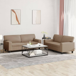 2 Pcs conjunto de sofás couro artificial cor cappuccino