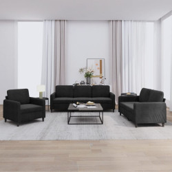 3 Pcs conjunto de sofás veludo preto