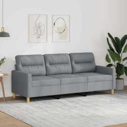 Sofá de 3 lugares 180 cm tecido cinza-claro