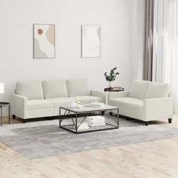 2 Pcs conjunto de sofás com almofadões veludo cor creme