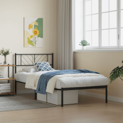 Estrutura de cama metal s/ colchão c/ cabeceira 75x190 cm preto