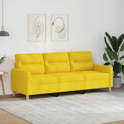 Sofá de 3 lugares 180 cm tecido amarelo-claro