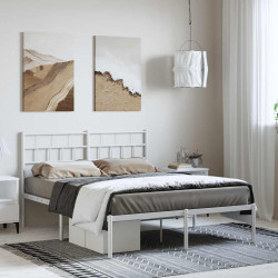 Estrutura de cama com cabeceira 150x200 cm metal branco