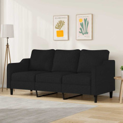 Sofá de 3 lugares tecido 180 cm preto