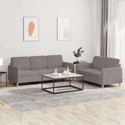 2 Pcs conjunto de sofás com almofadões tecido cinza-acastanhado