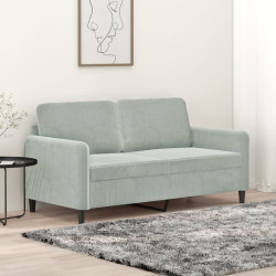 Sofá de 2 lugares 140 cm veludo cinza-claro