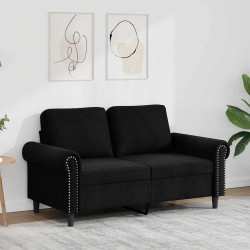 Sofá de 2 lugares veludo 120 cm preto