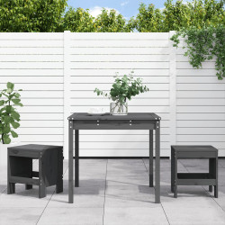 3 Pcs conj. bistrô para jardim madeira de pinho maciça cinzento
