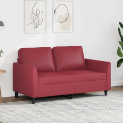 Sofá de 2 lugares 120 cm couro artificial vermelho tinto