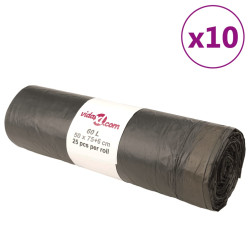 Sacos do lixo com atilhos 250 pcs 60 l preto