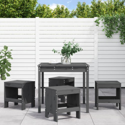 5 Pcs conj. jantar p/ jardim madeira de pinho maciça cinzento
