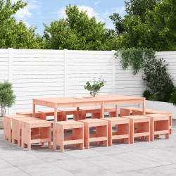 17 Pcs conjunto de jantar para jardim madeira de douglas maciça