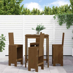 5 Pcs conj. de bar p/ jardim madeira pinho maciça castanho-mel