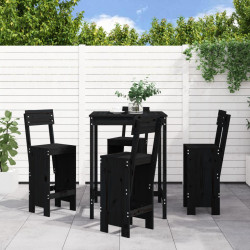 5 Pcs conjunto de bar para jardim pinho maciço preto
