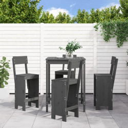5 Pcs conjunto de bar para jardim pinho maciço cinzento