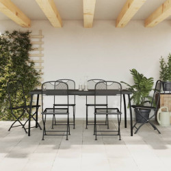 7 Pcs conjunto de jantar para jardim rede de metal antracite