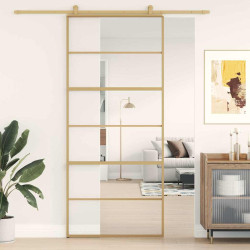 Porta deslizante 90x205 cm vidro esg/alumínio dourado