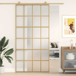 Porta deslizante 102,5x205 cm vidro esg fosco/alumínio dourado
