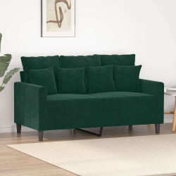 Sofá de 2 lugares 120 cm veludo verde-escuro