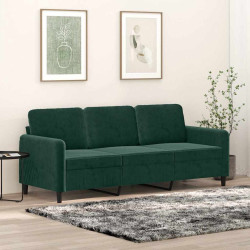 Sofá de 3 lugares 180 cm veludo verde-escuro