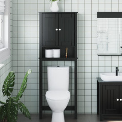 Móvel de sanita berg 60x27x164,5 cm madeira maciça preto