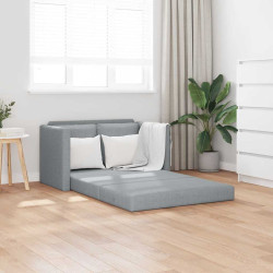 Sofá-cama sem pés 112x174x55 cm tecido cinzento-claro