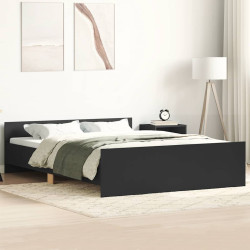 Estrutura cama c/ painéis de cabeceira e pés 140x200 cm preto