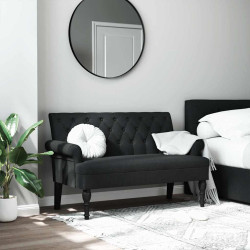 Banco com encosto preto 120x62x75,5 cm tecido