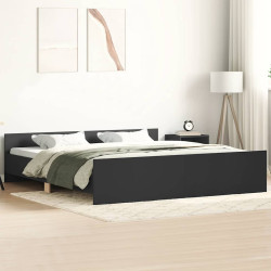 Estrutura de cama com cabeceira e apoio pés 160x200 cm preto