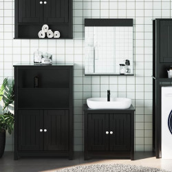 3 Pcs conjunto de móveis para wc berg pinho maciço preto