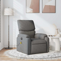 Poltrona de massagens reclinável tecido cinzento-escuro