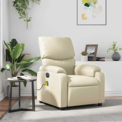 Poltrona de massagens reclinável couro artificial cor creme