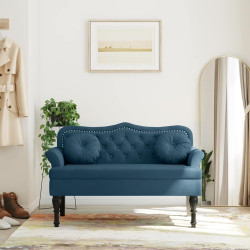 Banco com almofadões 120,5x65x75 cm veludo azul