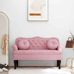 Banco com almofadões 120,5x65x75 cm veludo rosa